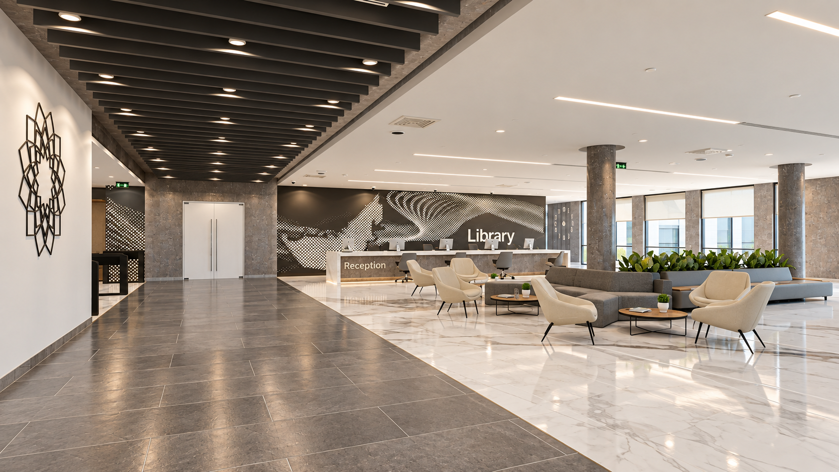 Zayed University amenities and educational interior design project in Dubai