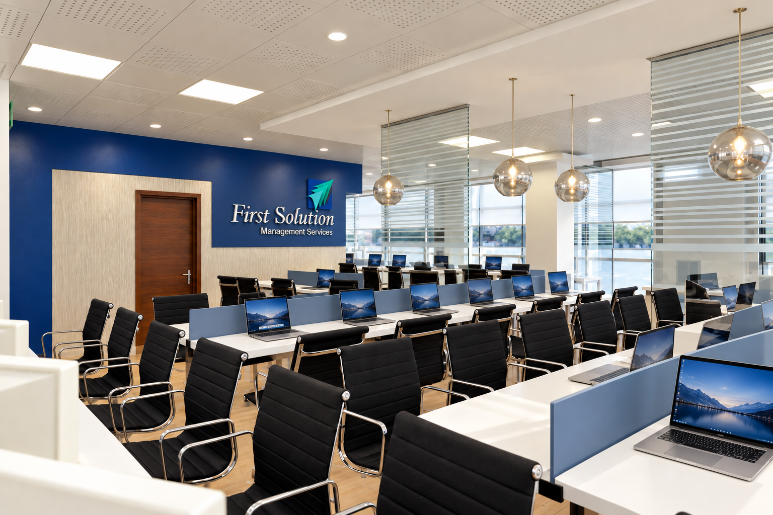 First Solution Management Service high-density office interior in Dubai