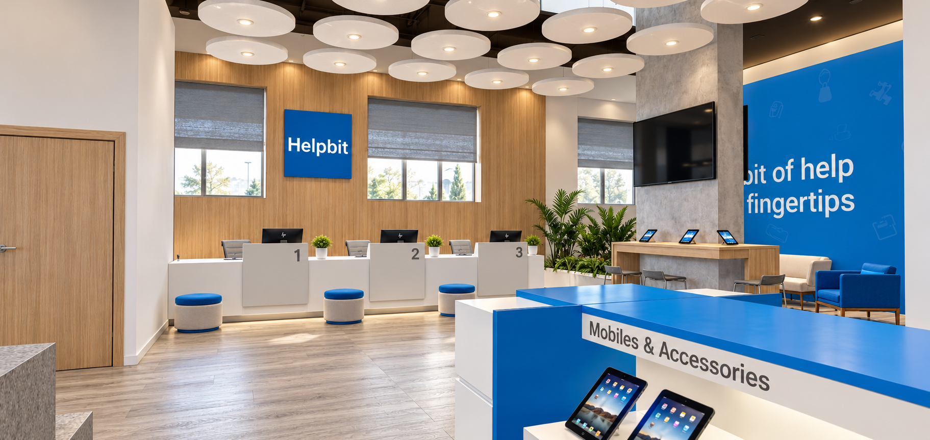 Helpbit customer care reception office interior in Dubai